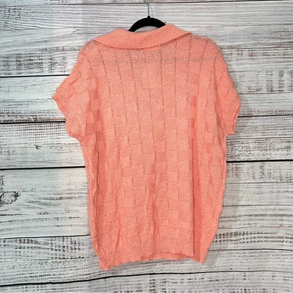 EvoStyle XL Knit Short Sleeve V Neck Short Sleeve Sweater Textured NEW - Picture 8 of 9